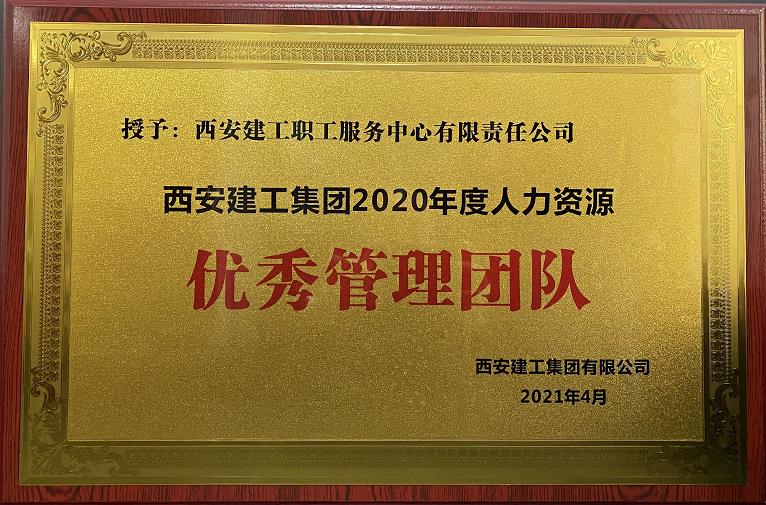 2020年度集團(tuán)人力資源條線 “優(yōu)秀管理團(tuán)隊(duì)”榮譽(yù)稱號(hào)